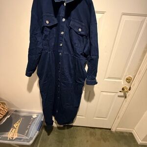 Eloquii Dark Blue Denim Midi Dress